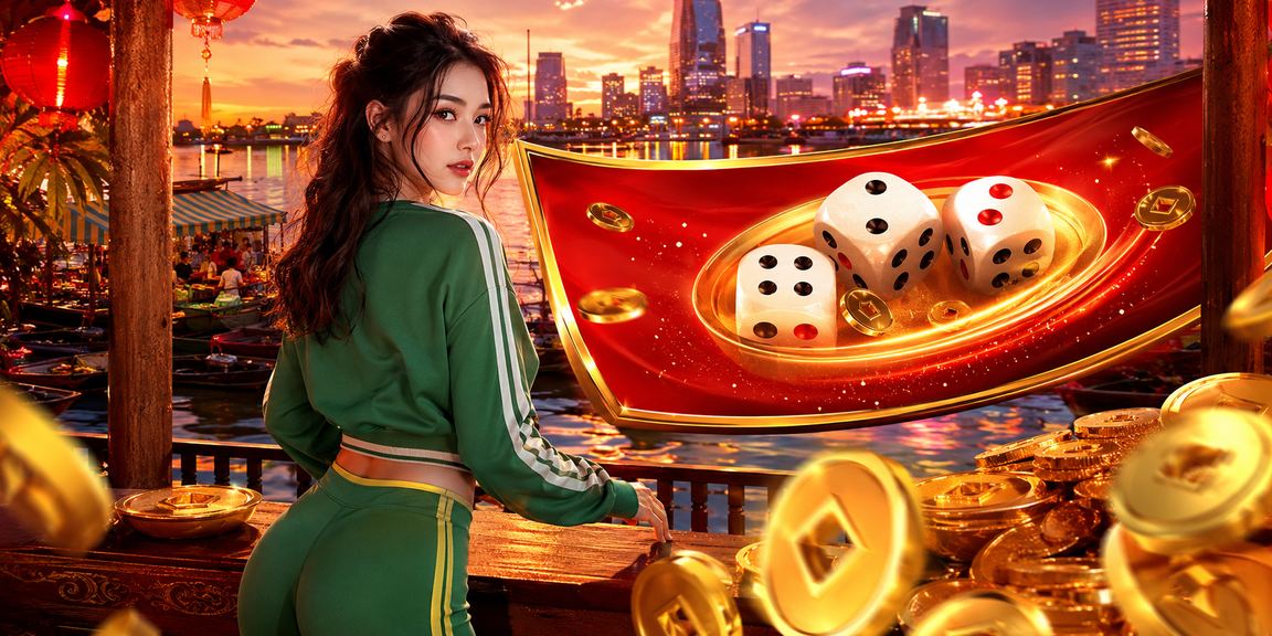 Người chơi Tài Xỉu tại Cần Thơ với giao diện dice trên điện thoại bên bờ biển